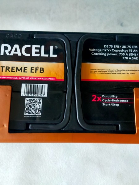 Duracell EFB Start-Stop  75Ah Akü